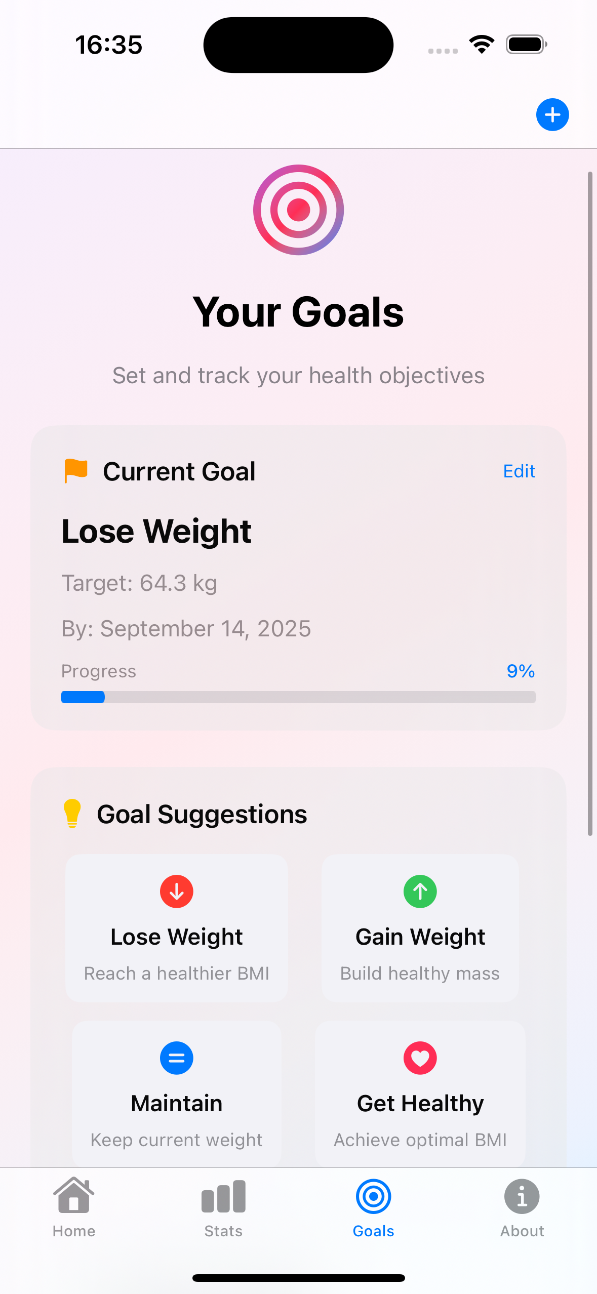 Goals Screen